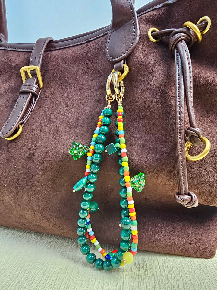 Christmas Tree Malachite Bag Charm PC114