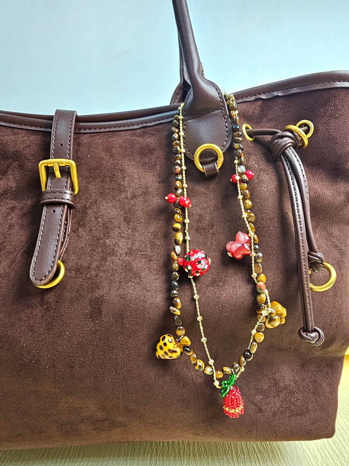 Christmas Theme Tiger-Eye Stone Bag Charm PC115