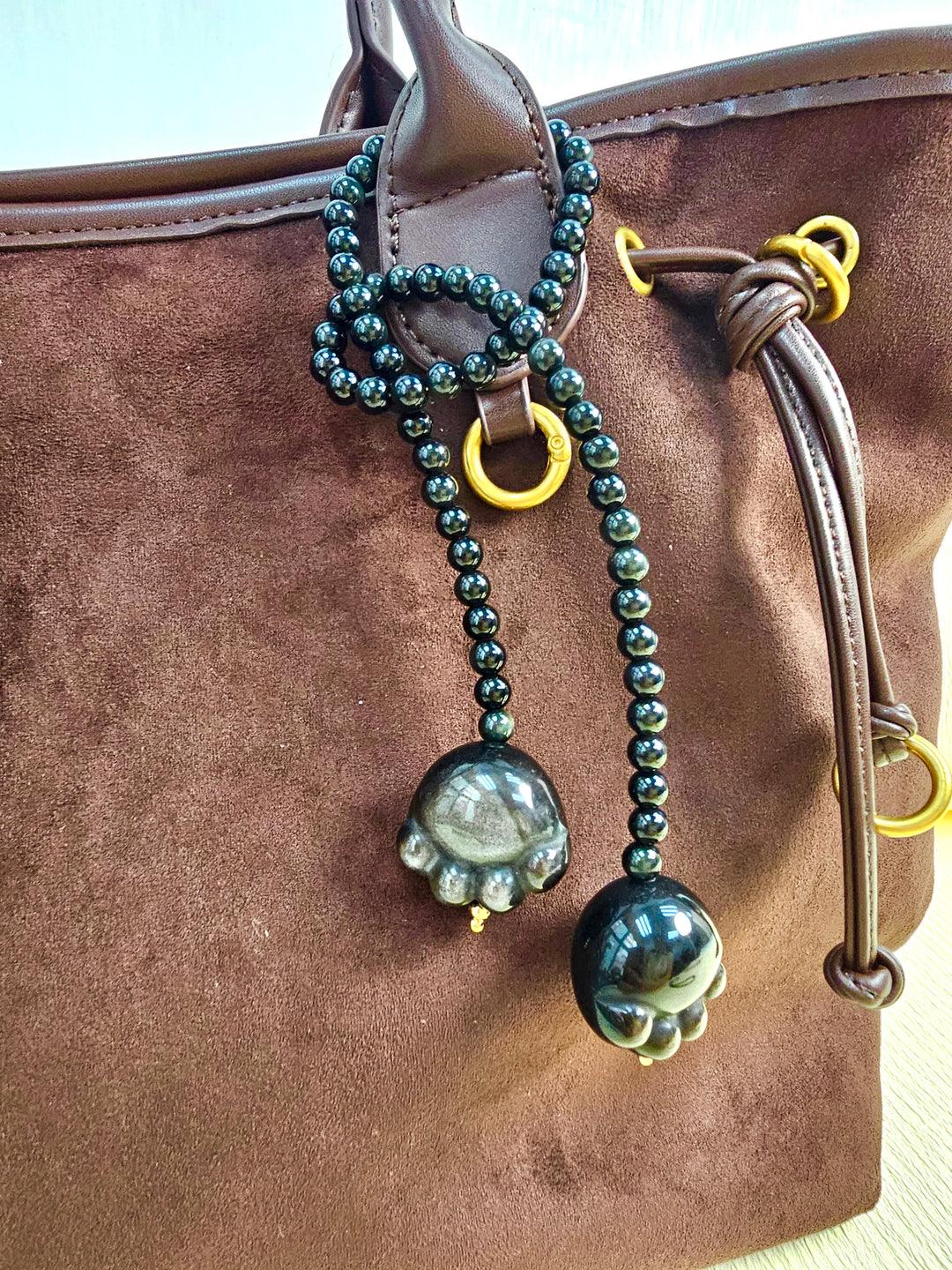 Black Obsidian Pat Paw Open-Ended Versatile bag Charm PC118