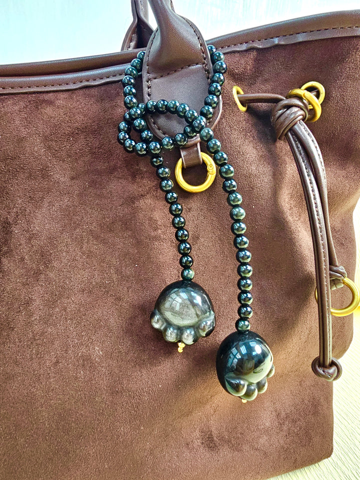 Black Obsidian Pat Paw Open-Ended Versatile bag Charm PC118