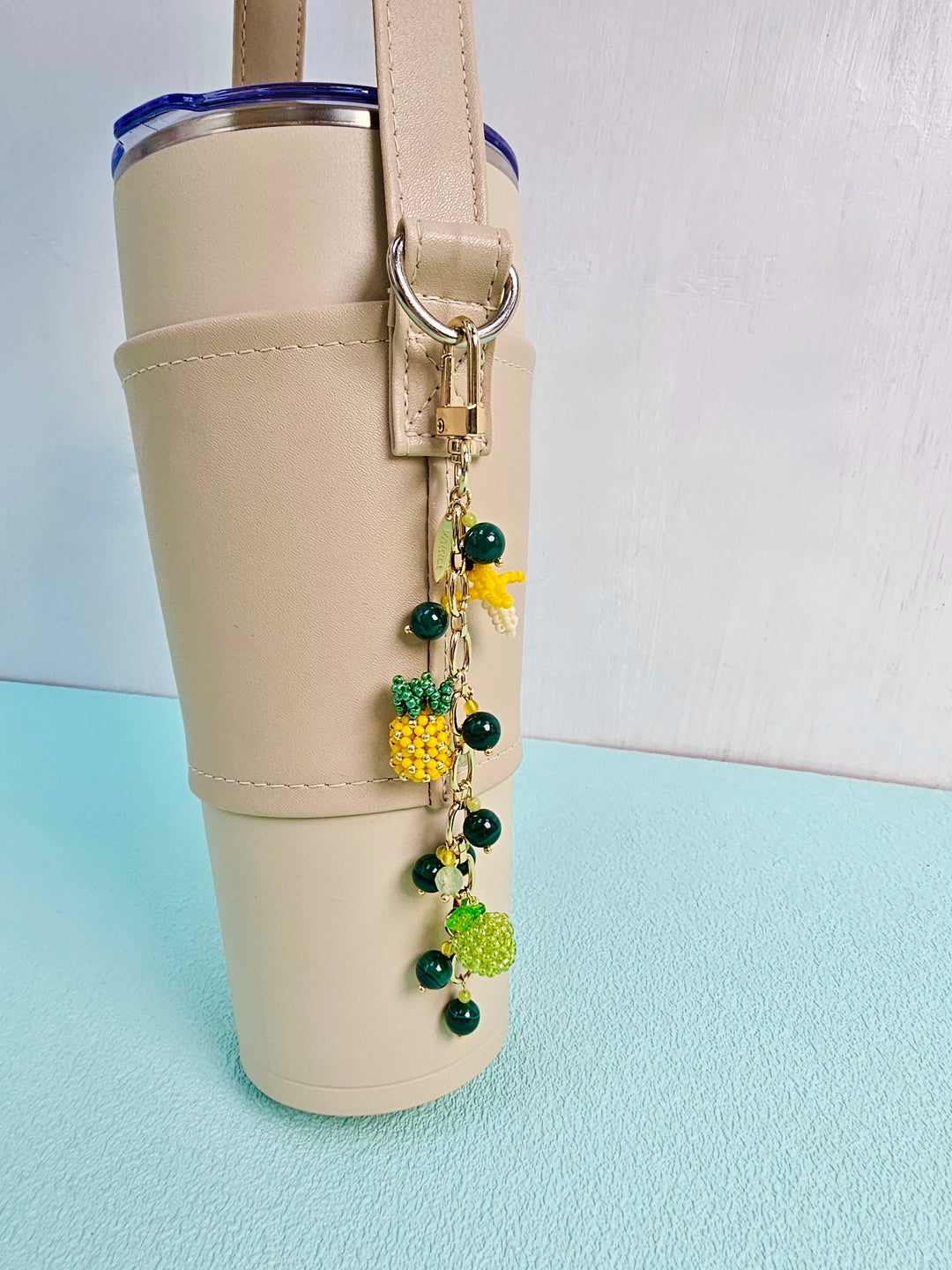 Handcrafted Fruit Charm With Malachite Prehnite Tassel Phone Strap/ Bag Charm PC110