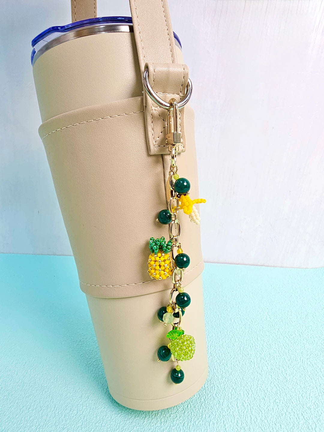 Handcrafted Fruit Charm With Malachite Prehnite Tassel Phone Strap/ Bag Charm PC110