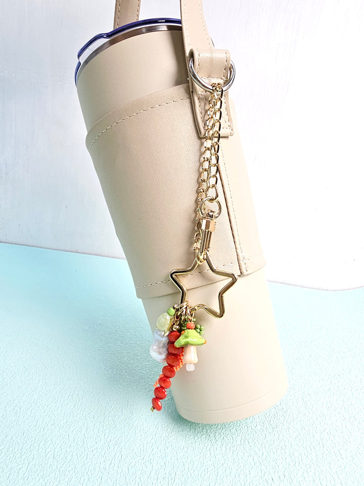 Baroque Pearl Bamboo Coral And Handcrafted Carrot Bag Charm PC145