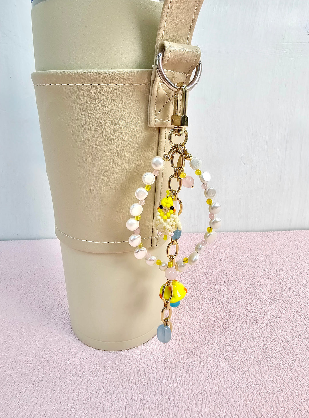 Bird & Mushroom Freshwater Pearls Tassel Phone Strap / Bag Charm PC107
