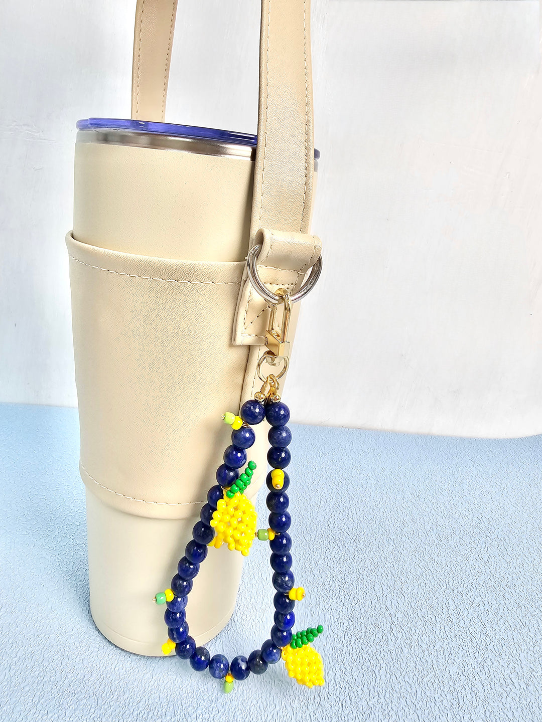 Lapis Lazuli With Handcrafted Lemon Phone Strap / Bag Charm PC137