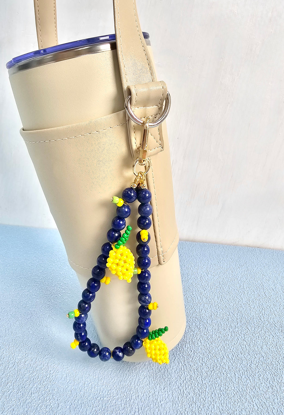 Lapis Lazuli With Handcrafted Lemon Phone Strap / Bag Charm PC137