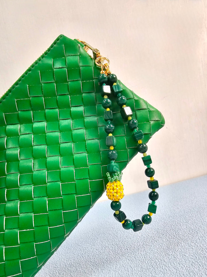 Handcrafted Pineapple Natural Malachite Phone Strap PC124