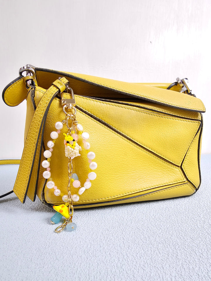 Bird & Mushroom Freshwater Pearls Tassel Phone Strap / Bag Charm PC107