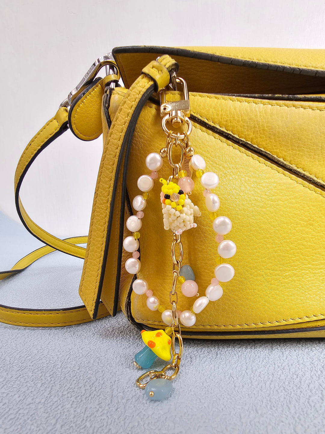 Bird & Mushroom Freshwater Pearls Tassel Phone Strap / Bag Charm PC107