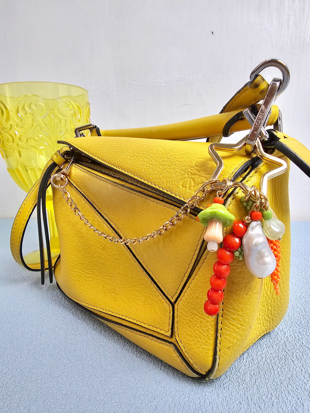 Baroque Pearl Bamboo Coral And Handcrafted Carrot Bag Charm PC145