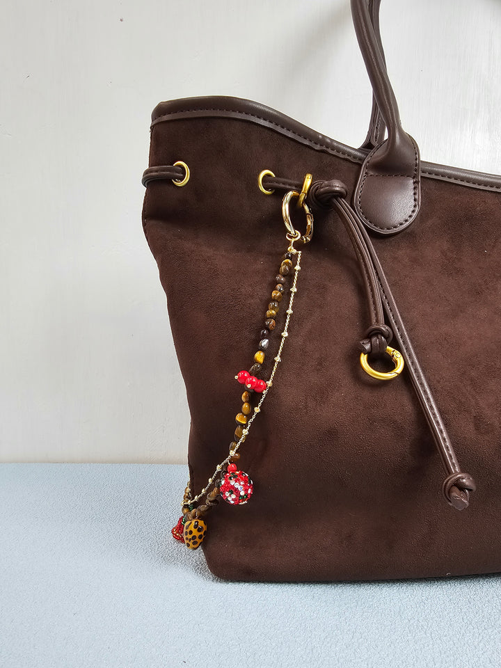 Christmas Theme Tiger-Eye Stone Bag Charm PC115