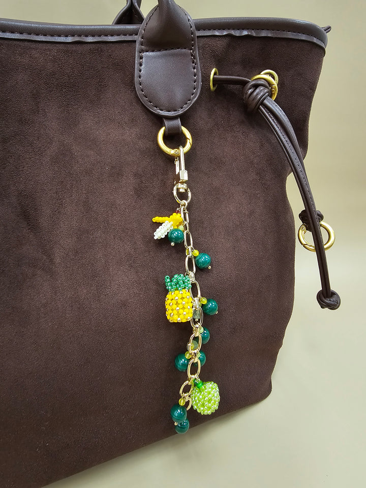 Handcrafted Fruit Charm With Malachite Prehnite Tassel Phone Strap / Bag Charm PC110