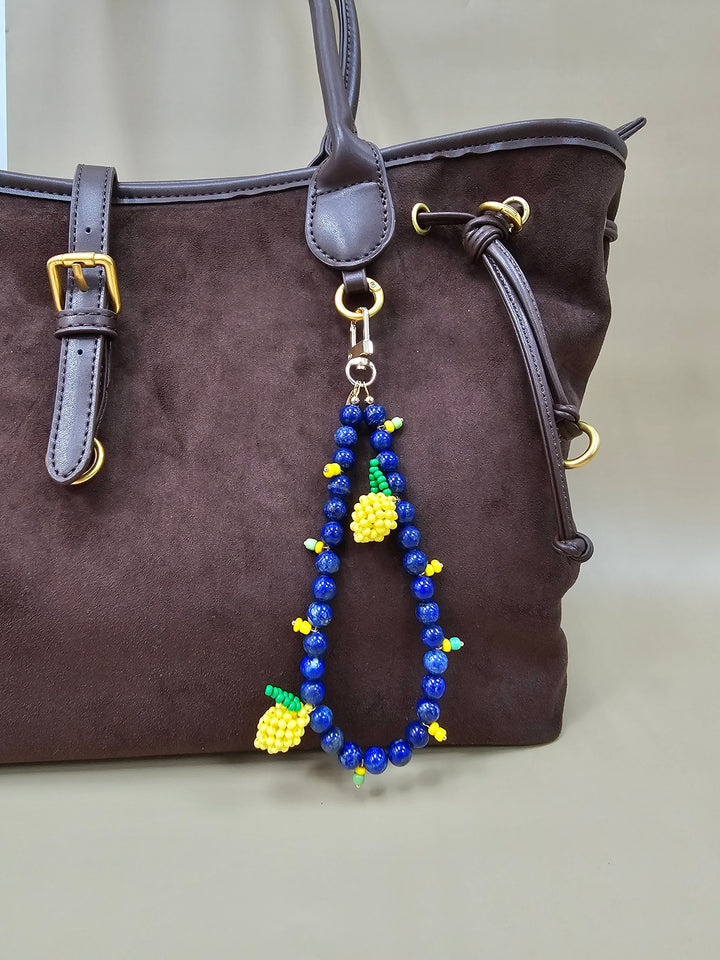 Lapis Lazuli With Handcrafted Lemon Phone Strap / Bag Charm PC137