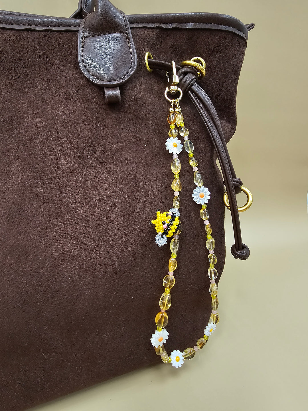 Handcrafted Bee & Shell Flower Natural Citrine Phone Strap PC127