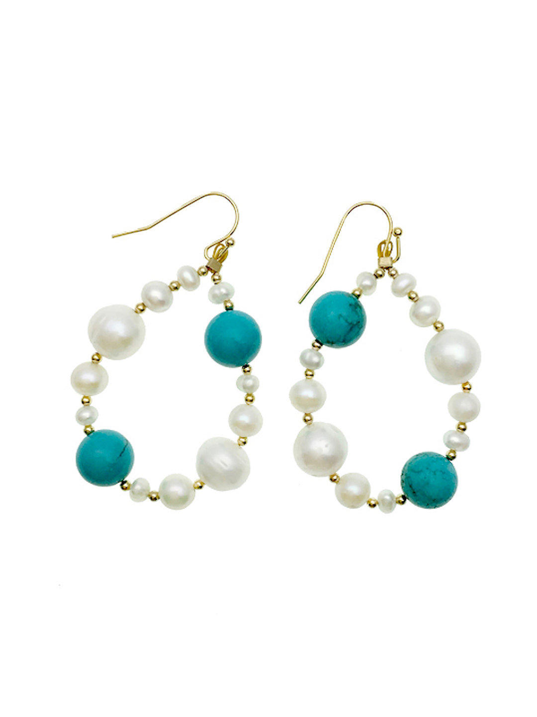 Freshwater Pearls with Turquoise Drop Earrings DE212 - FARRA