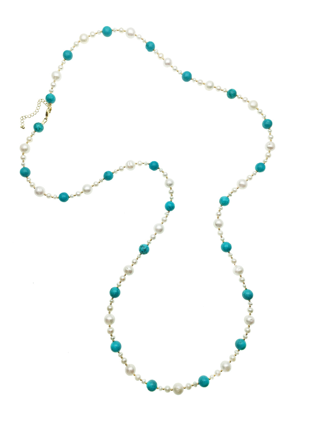 Freshwater Pearls With Turquoise Multi-way Necklace DN215 - FARRA