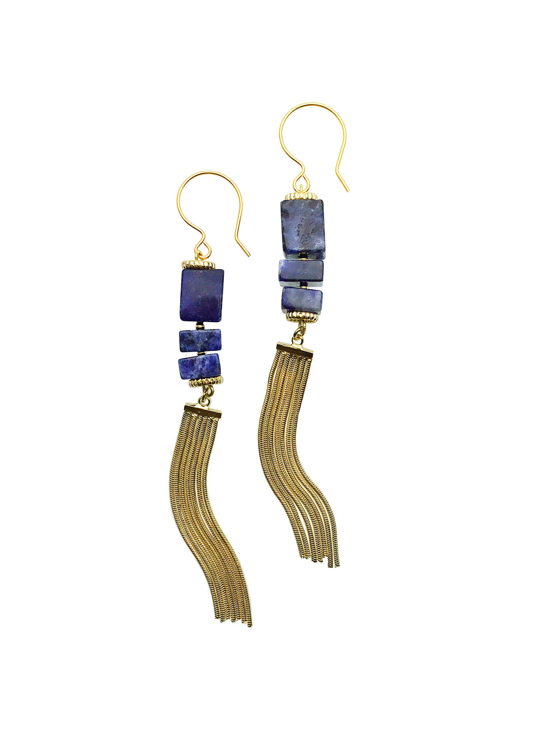 Blue Sodalite Tassel Earring CE024 - FARRA