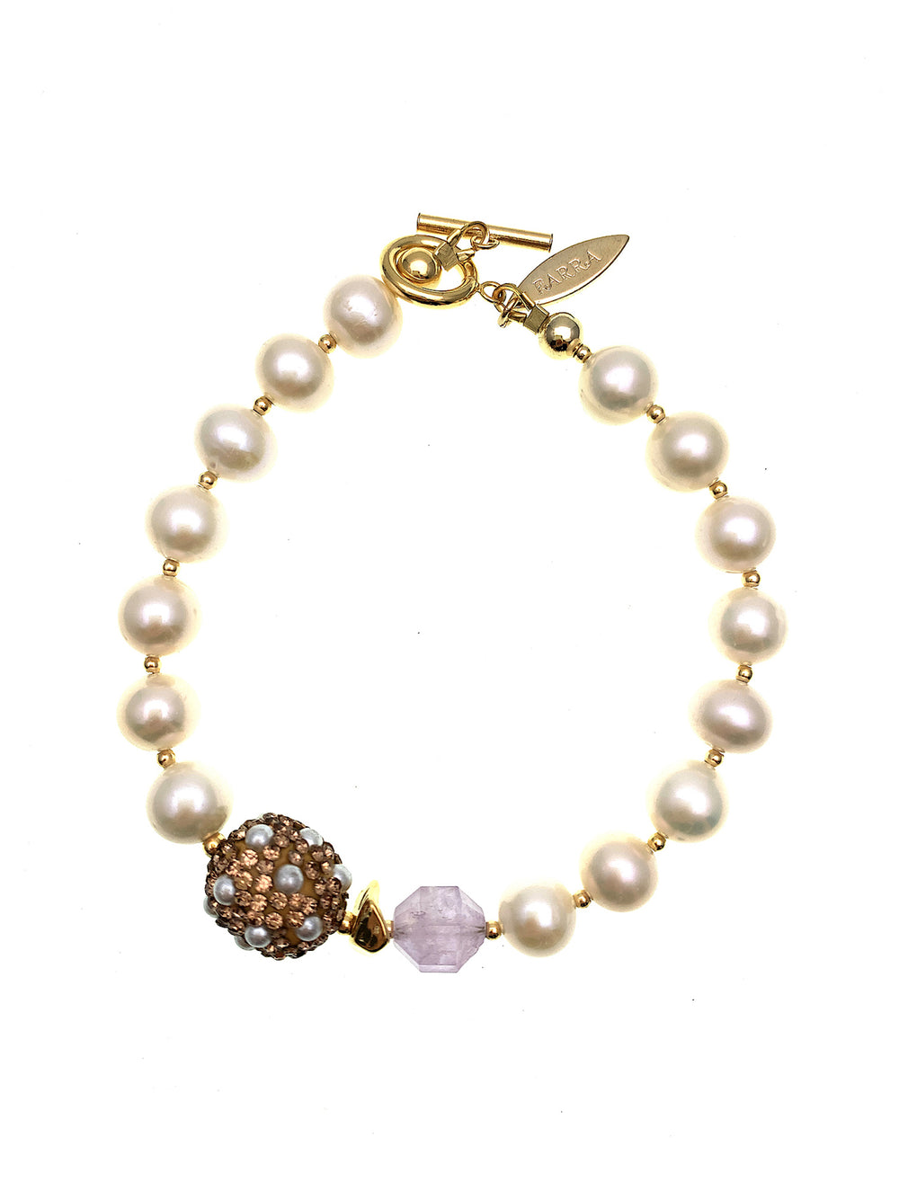 Freshwater Pearls With Faceted Amethyst Bracelet FB002 - FARRA