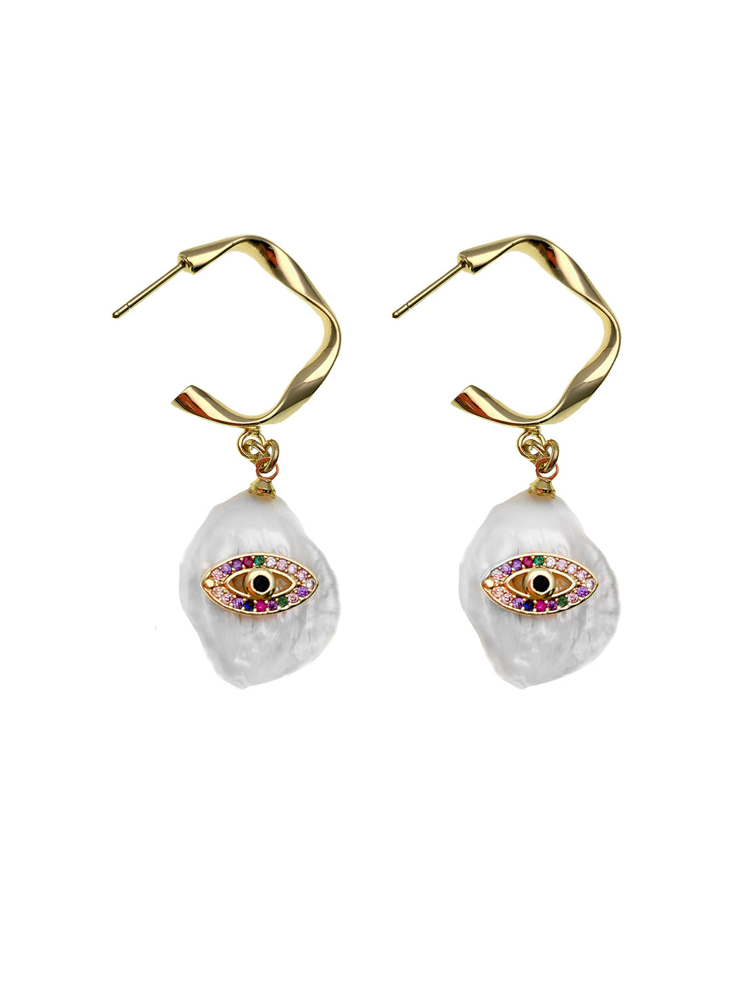 Freshwater Pearls Evil Eyes Earrings EE023 - FARRA