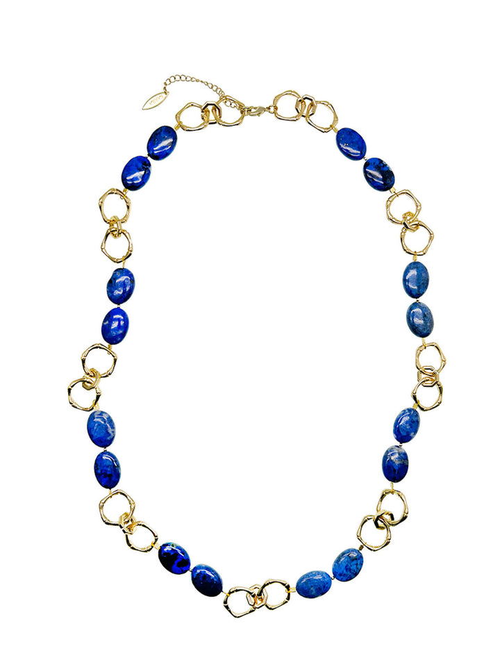 Blue Agate Chain Trendy Necklace KN017 - FARRA