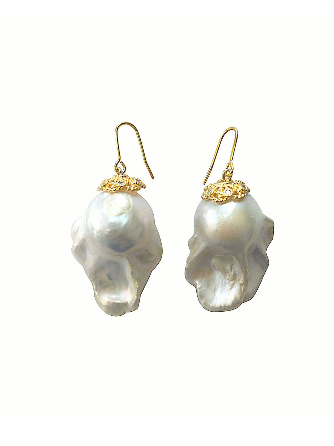Nugget white baroque freshwater pearls earrings NPE005 - FARRA