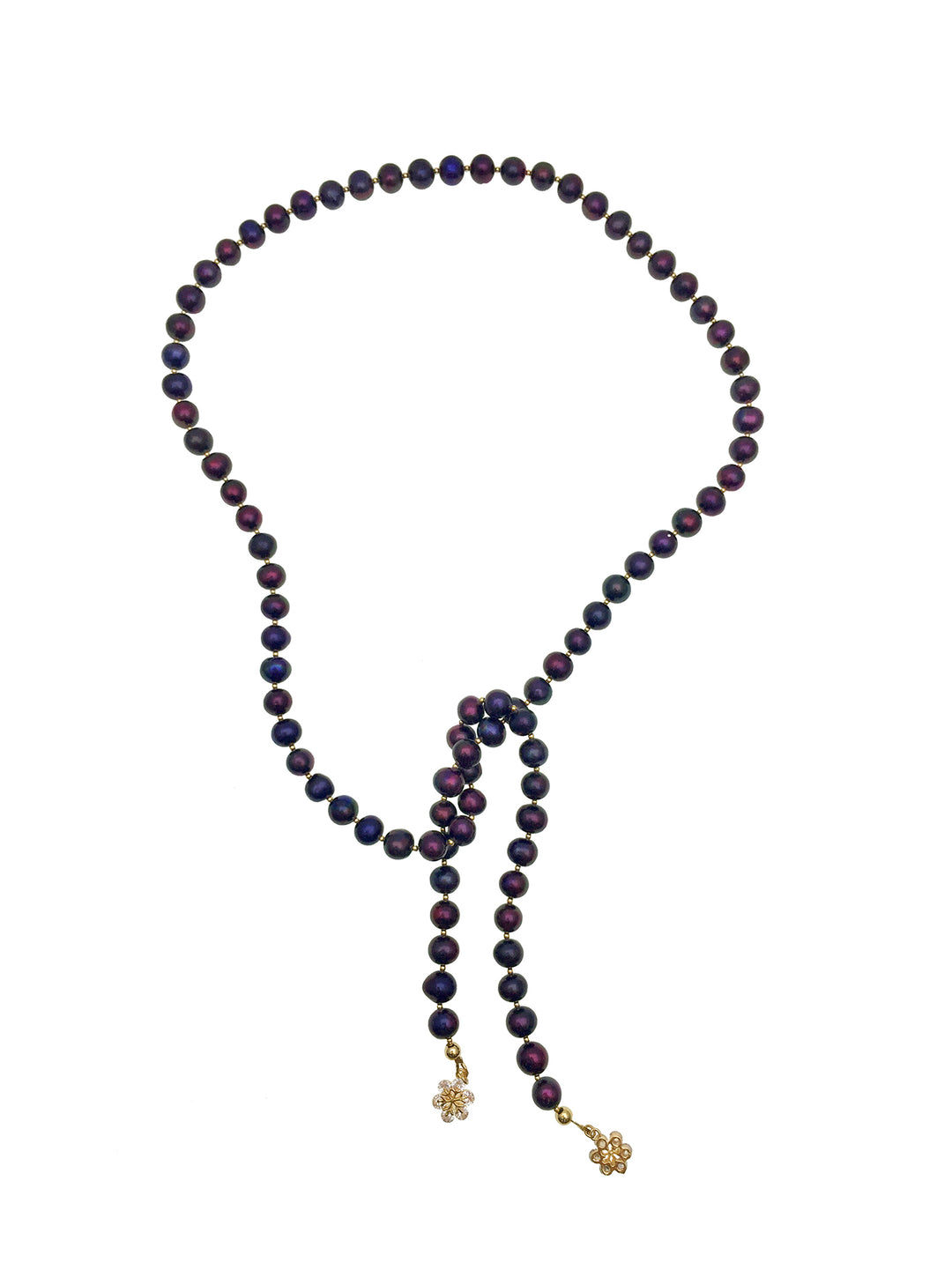 Black Freshwater Pearls Open Ended Necklace AN055 - FARRA
