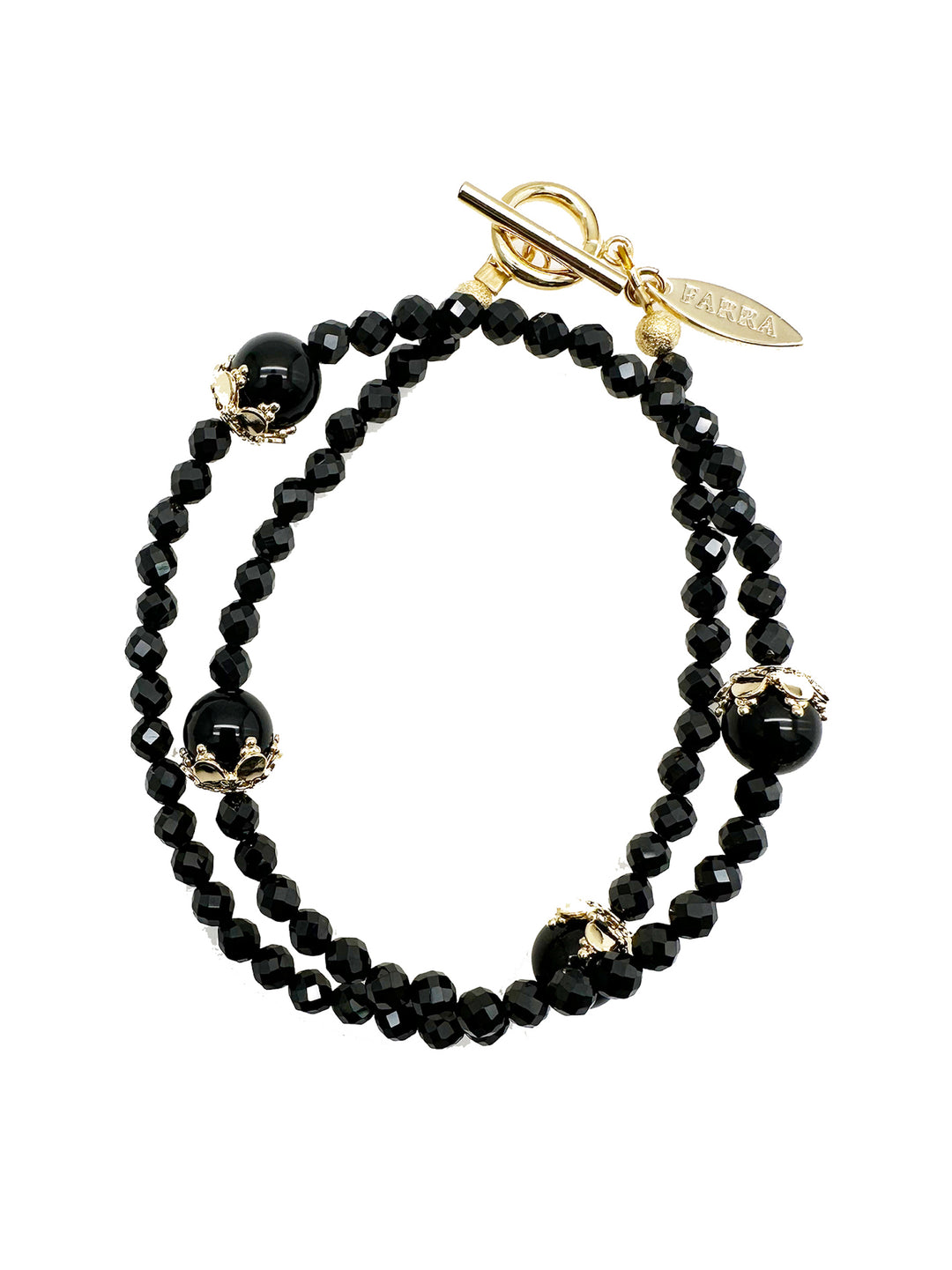 Black Obsidian Double Wrapped Bracelet KB010 - FARRA