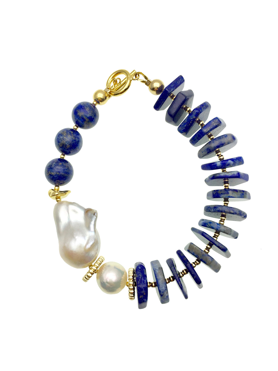 Baroque pearls & Lapis Lazuli Bracelet AB002 - FARRA