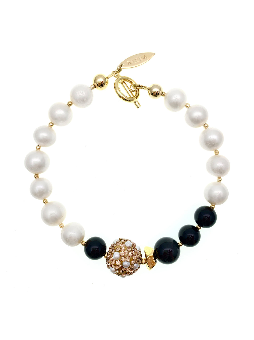 Freshwater Pearls With Black Obsidian Bracelet FB003 - FARRA