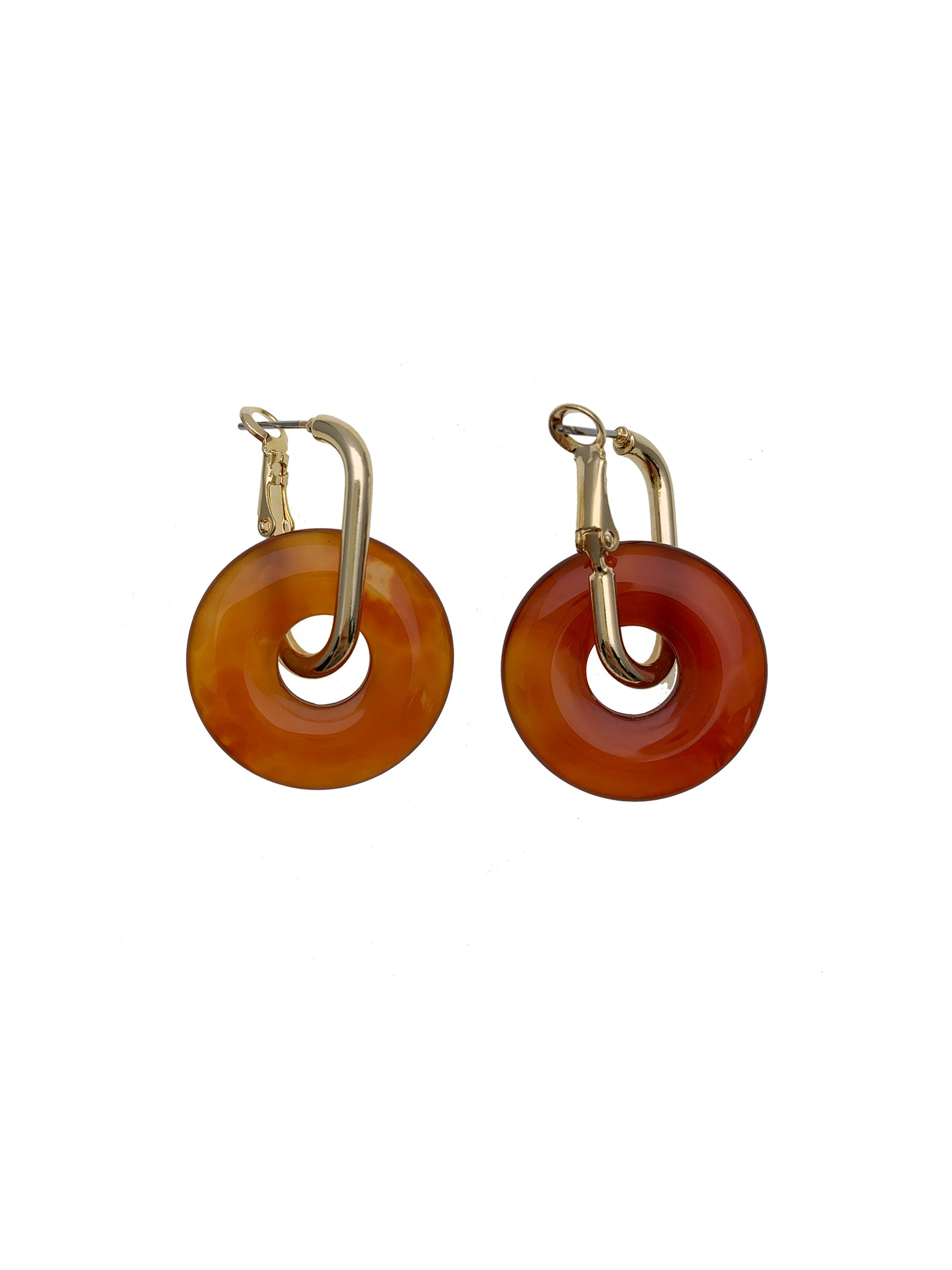 14K Gold Red Agate Doughnut Dolce authentic Earrings