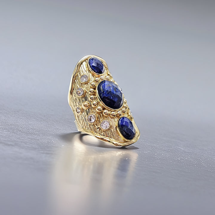 Lapis Stone Setting Statement Ring QR002