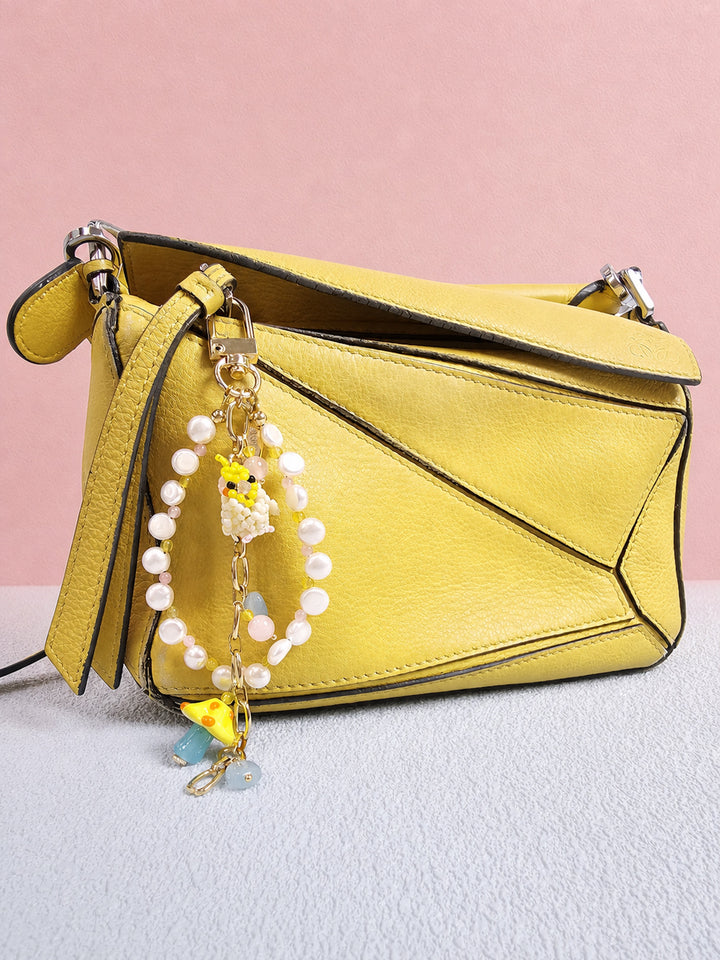 Bird & Mushroom Freshwater Pearls Tassel Phone Strap / Bag Charm PC107