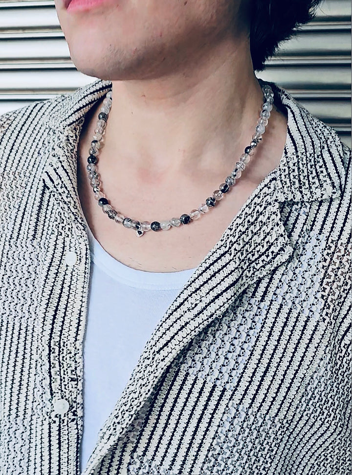 Black Rutilated Quartz Men's Necklace MEN14