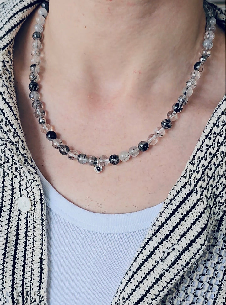 Black Rutilated Quartz Men's Necklace MEN14