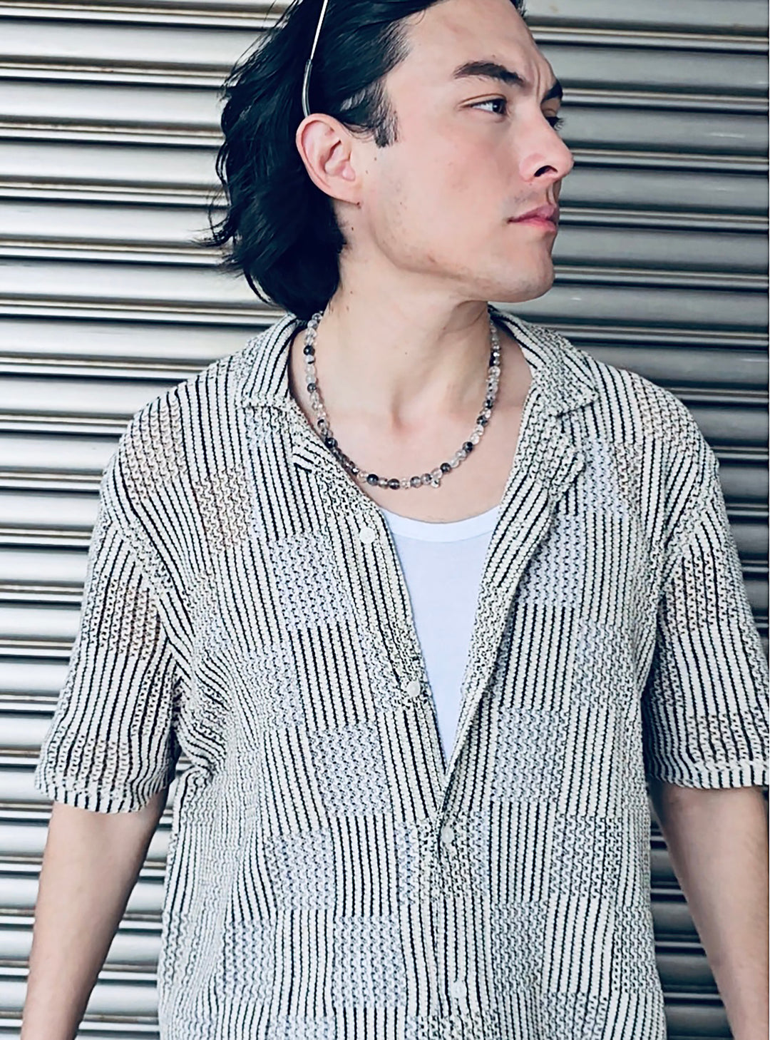 Black Rutilated Quartz Men's Necklace MEN14