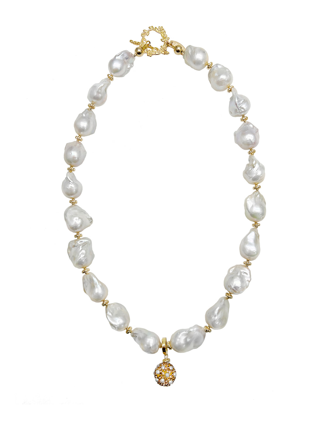 Baroque Pearls with Removable Rhinestone Pendant Necklace JN055 - FARRA