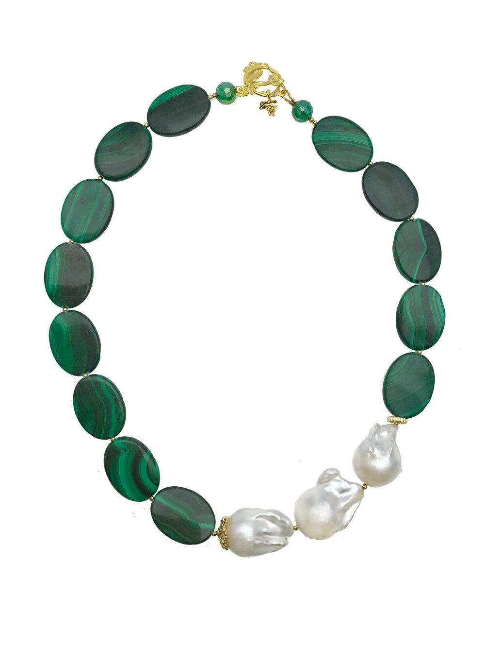 Malachite & Baroque Pearl Necklace CN041 - FARRA