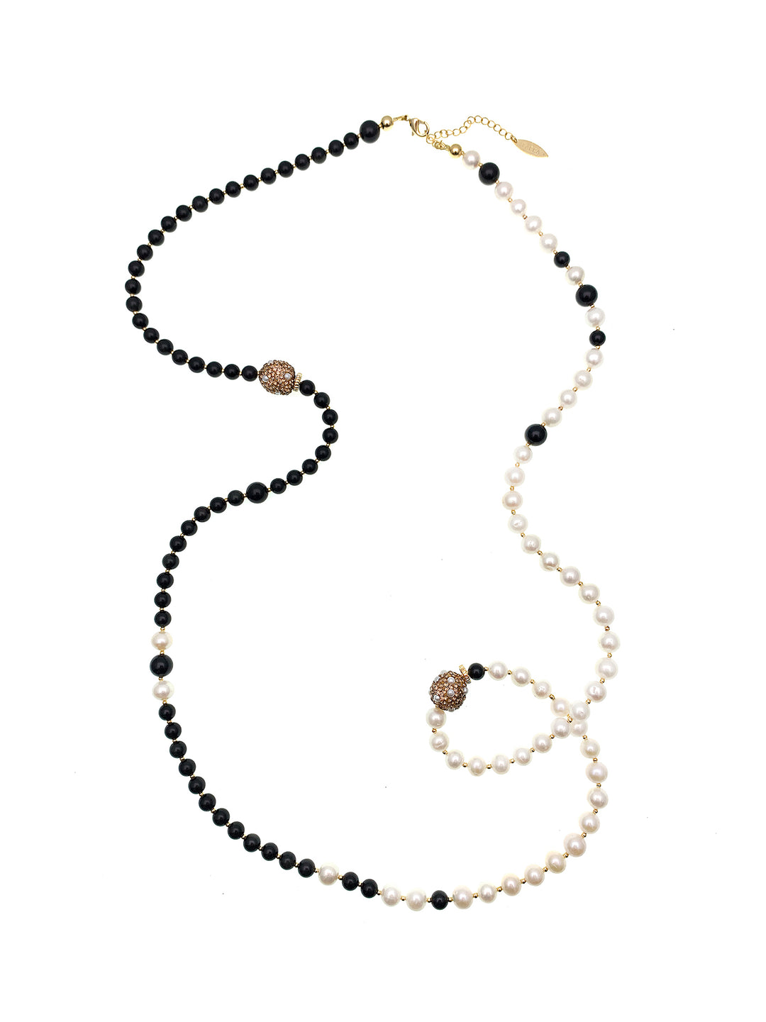 Freshwater Pearls With Black Obsidian Two Ways Necklace FN029 - FARRA