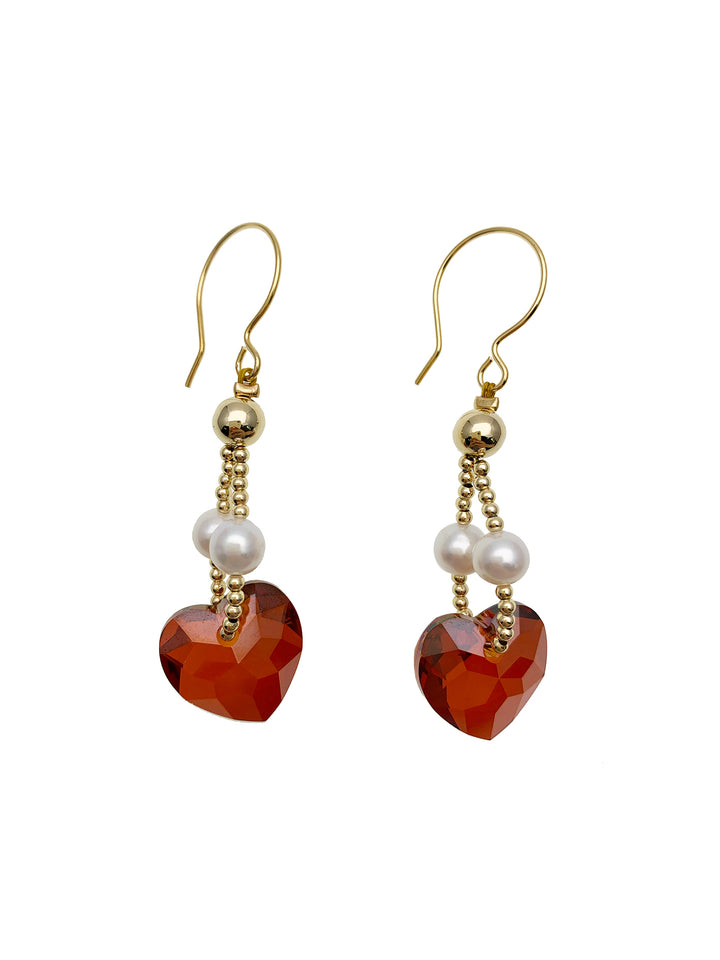 Swarovski Heart Dangle Earrings EE037 - FARRA