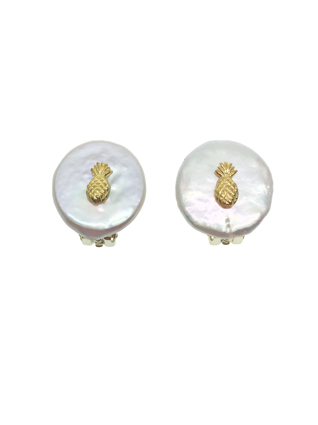 Freshwater Pearls Adorned Pineapple Clip On Earrings ME120 - FARRA