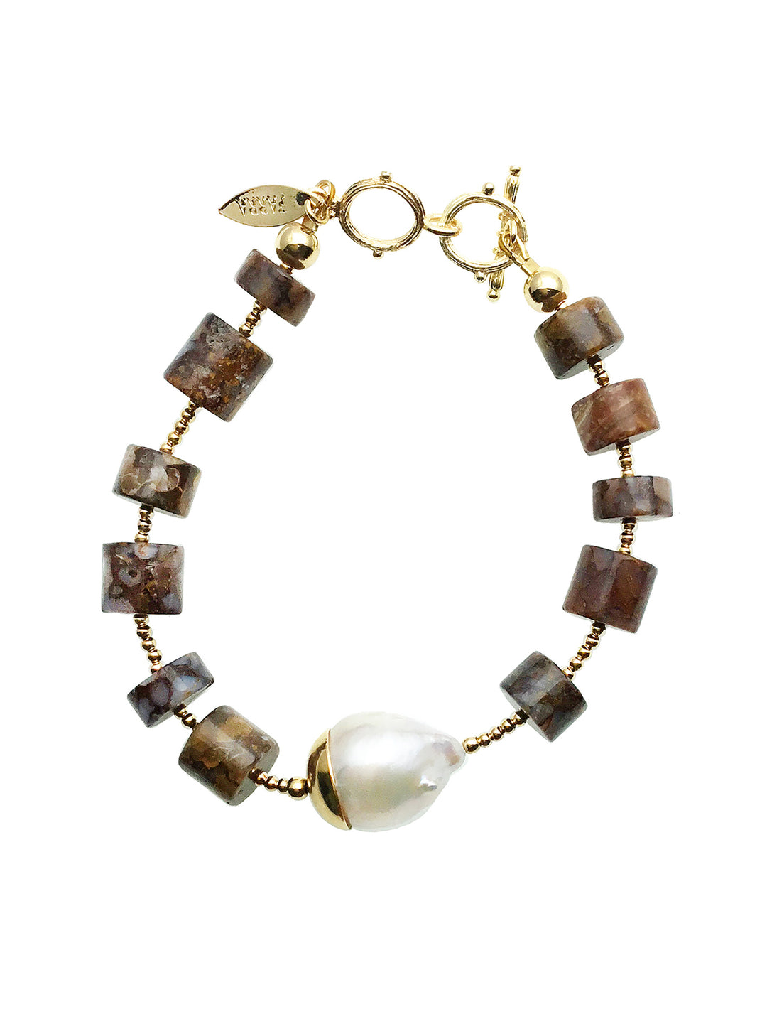 Natural Fire Opal With Baroque Pearl Bracelet CB007 - FARRA