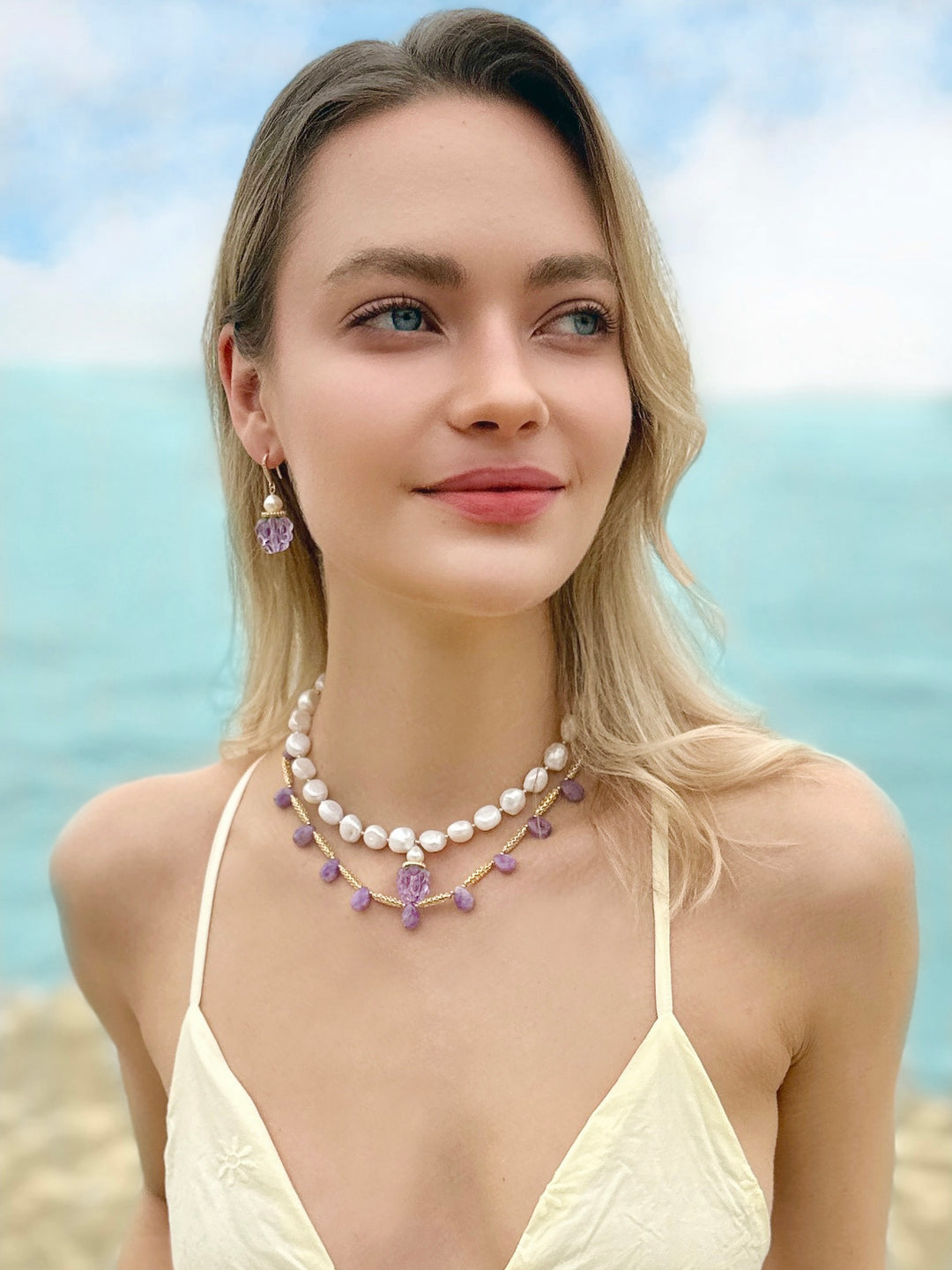 Irregular Freshwater Pearls With Purple Raspberry Pendant Necklace/Choker LN017 - FARRA