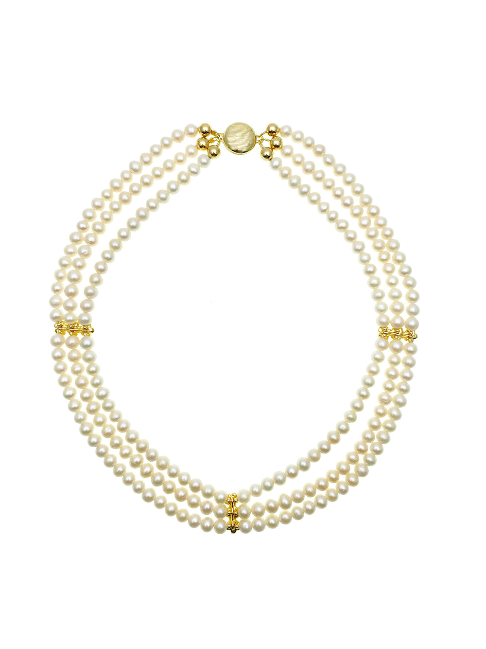 Freshwater Pearls Triple Strands Classic Necklace AN051 - FARRA