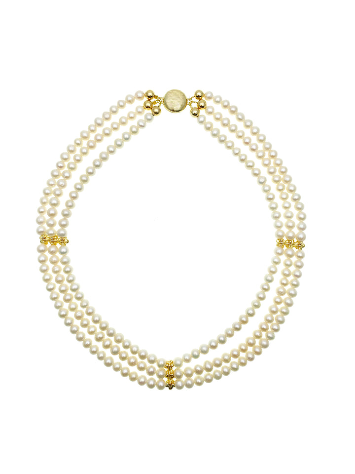 Freshwater Pearls Triple Strands Classic Necklace AN051 - FARRA