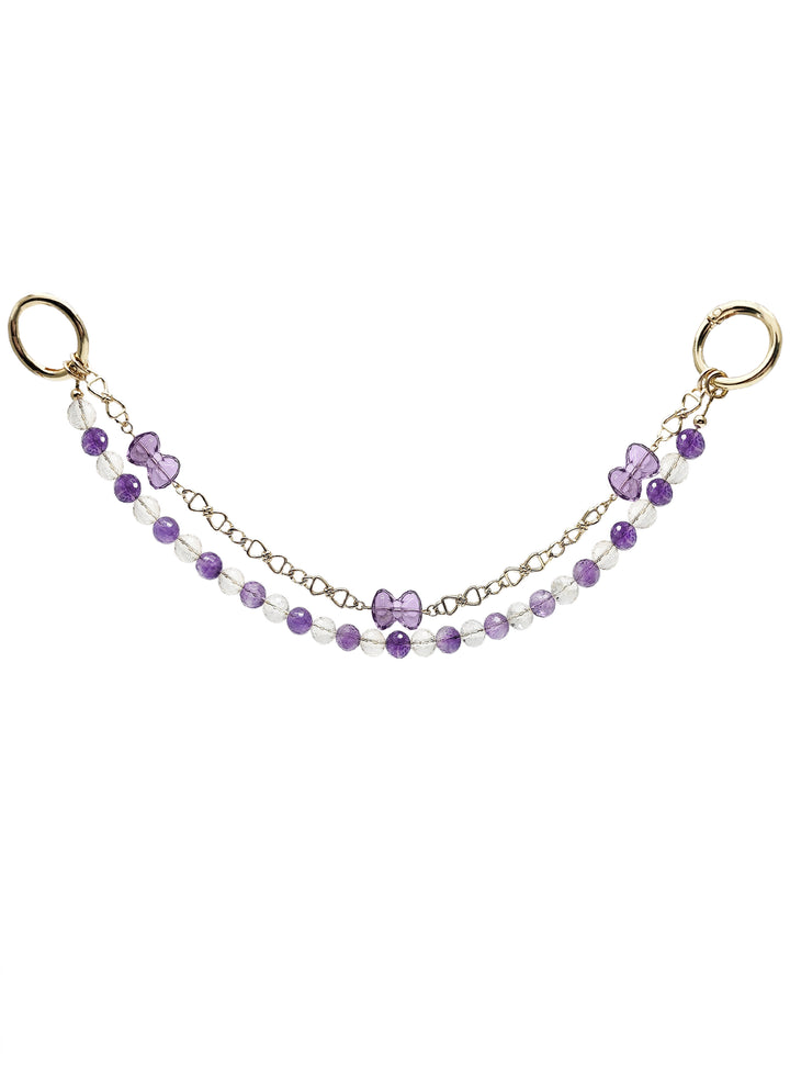 Amethyst And White Quartz With Bowknot Amethyst Double Layers Bag Charm BC010