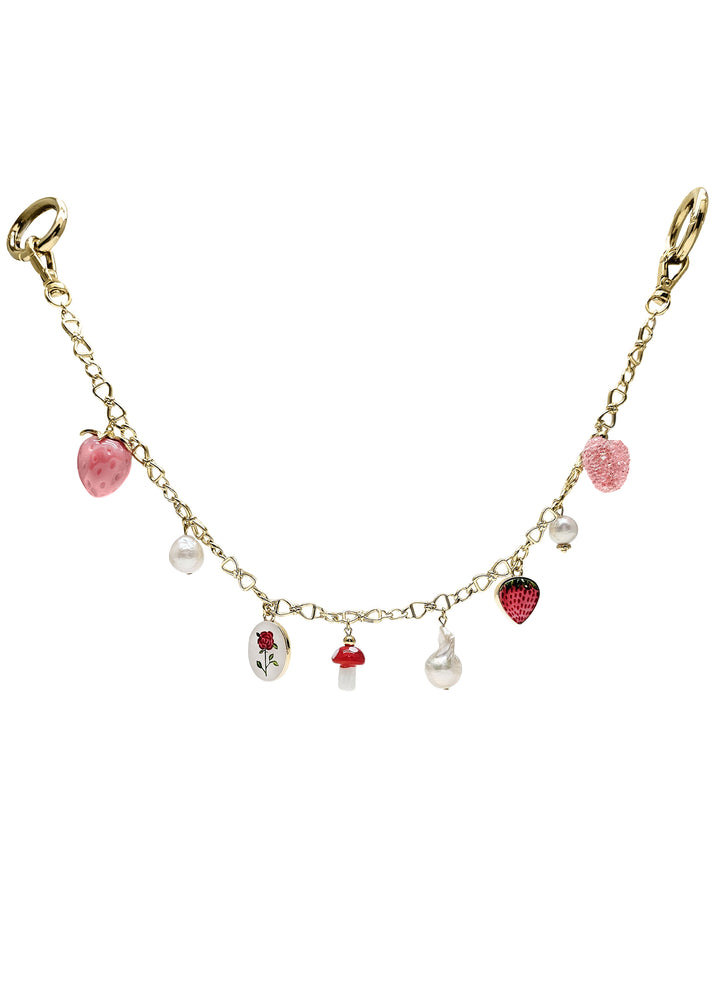 Pink Fruit With Baroque Pearls Bag Chain Charm BC014