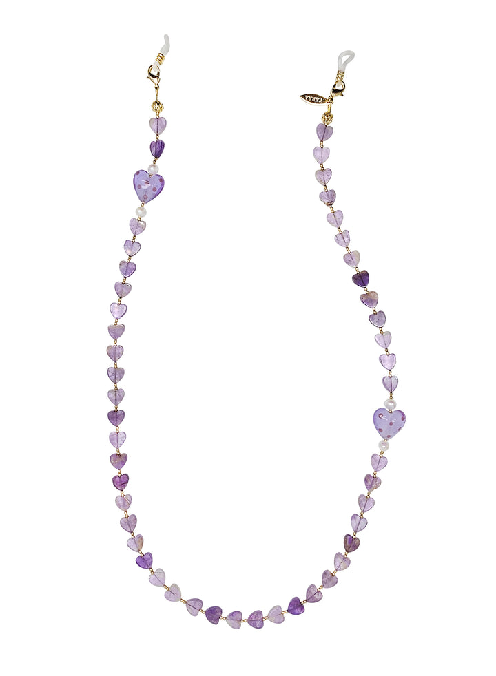 Heart Shaped Amethyst Eye Glasses Chain EC015