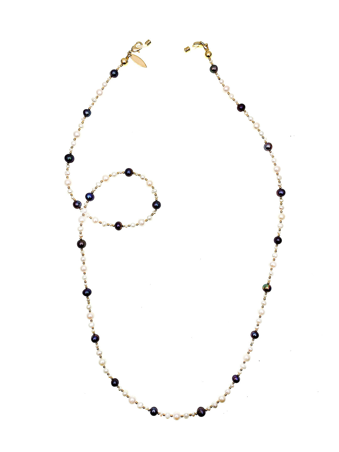 Freshwater Pearls With Black Pearls Glasses Chain FN020 - FARRA