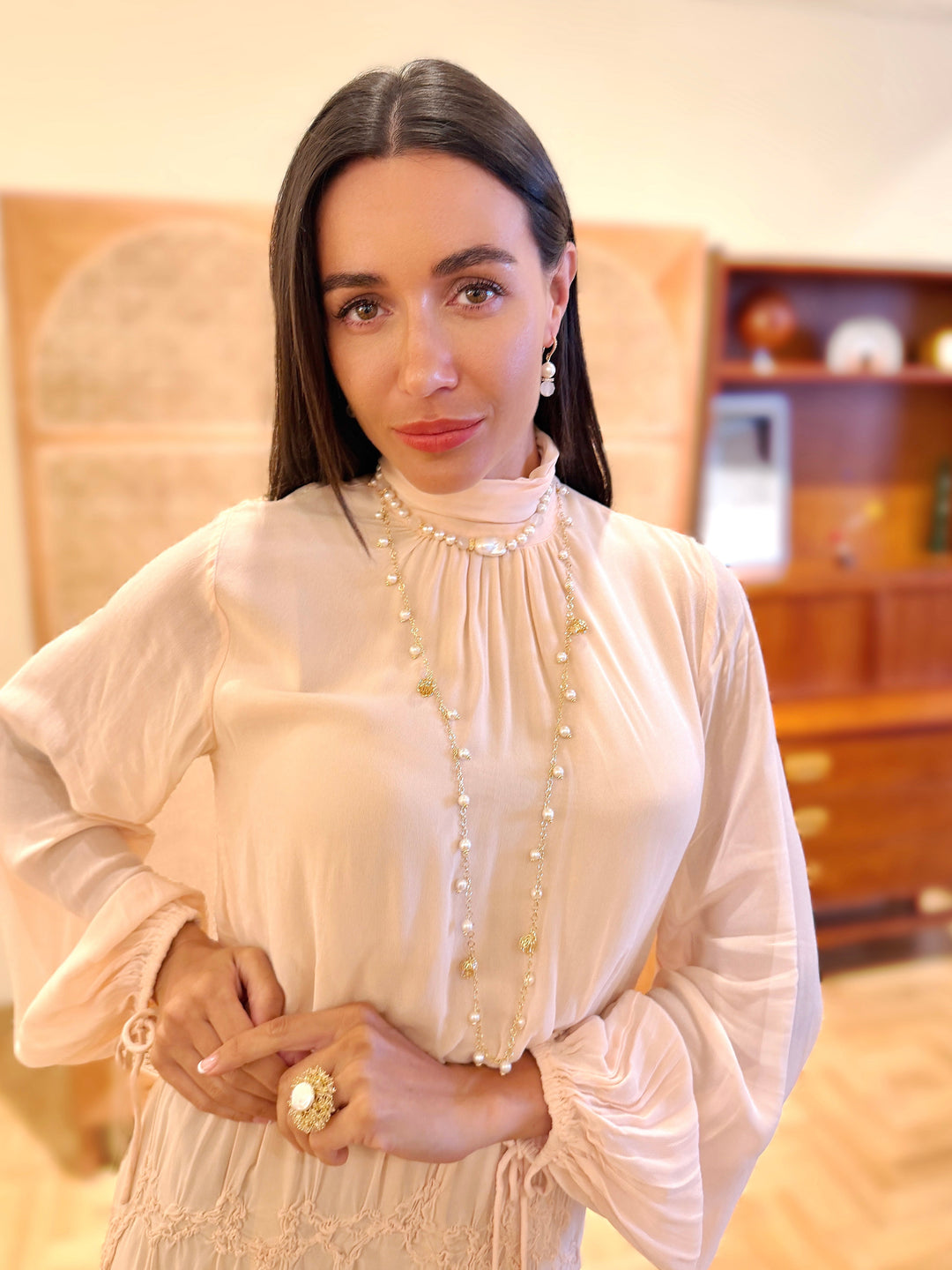 Freshwater Pearl With White Agate And Baroque Pearl Choker Necklace SN044