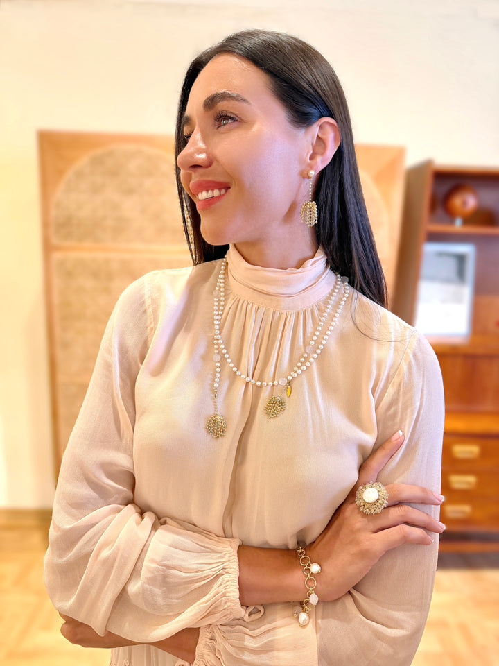 Romantic Style Gold Tone Tassel Earring SE028